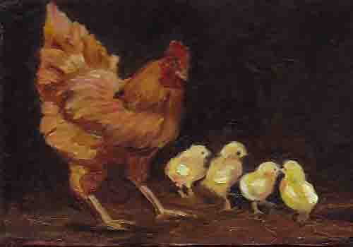 500x350 Art By Charlotte Yealey - Chicken Oil Painting