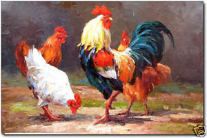 300x200 Lmop21 100% Hand Painted Modern High Quality Chicken Oil Painting - Chicken Oil Painting