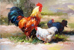 300x206 Chicken Oil Painting,oil Painting,decoration Chicken,chicken - Chicken Oil Painting