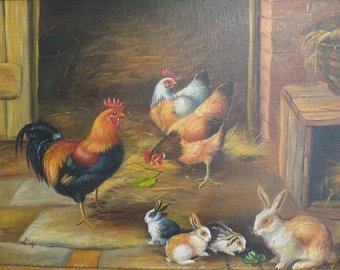 340x270 Chicken Oil Painting Etsy - Chicken Oil Painting