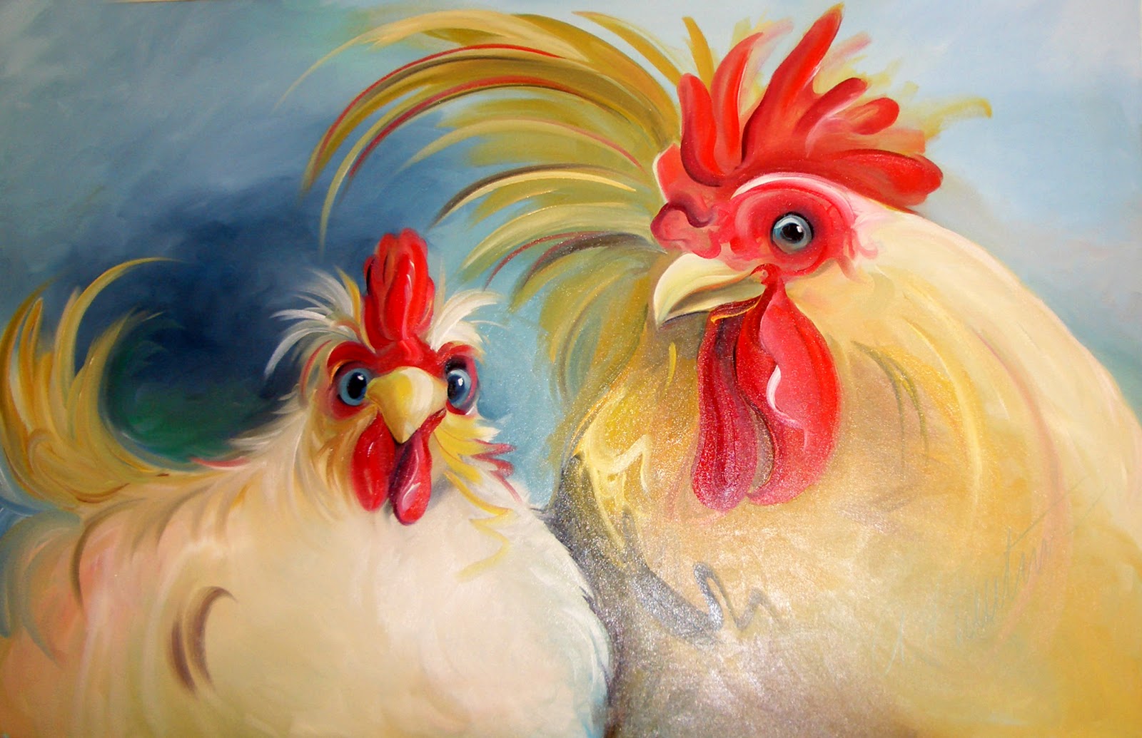 Chicken Oil Painting at PaintingValley.com | Explore collection of ...