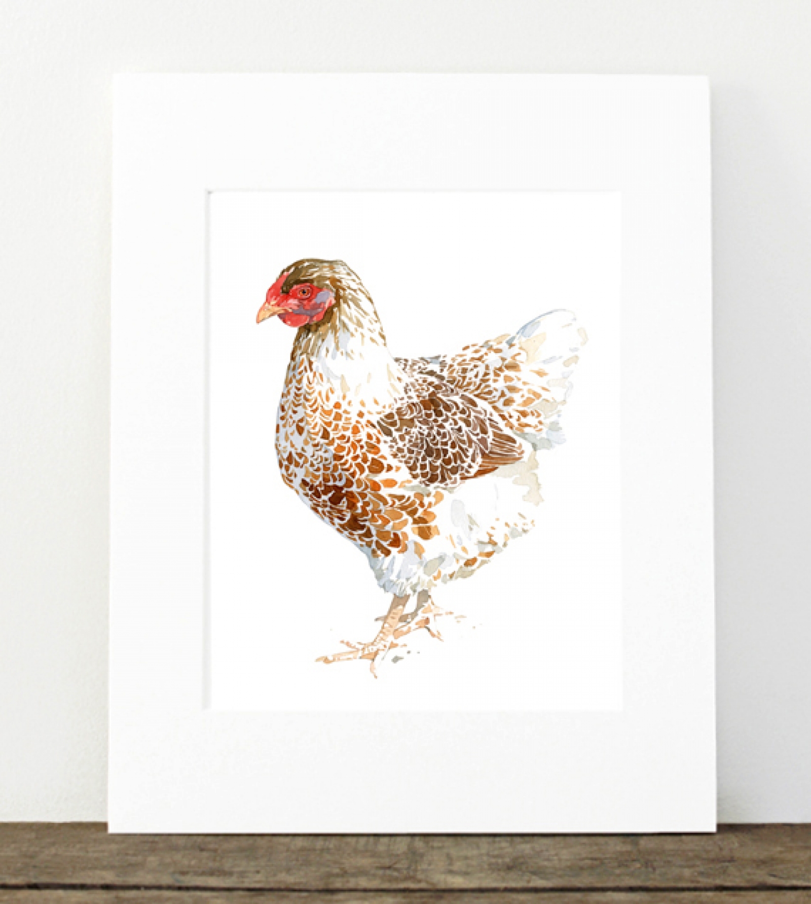 1600x1782 Chicken Watercolor Painting, Brown And White Hen Print David - Chicken Painting