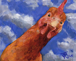 300x238 Funny Chicken Paintings Fine Art America - Chicken Painting