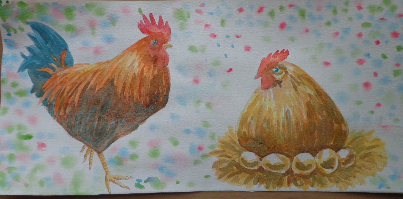 1655x818 Painting Chickens In Watercolor - Chicken Painting