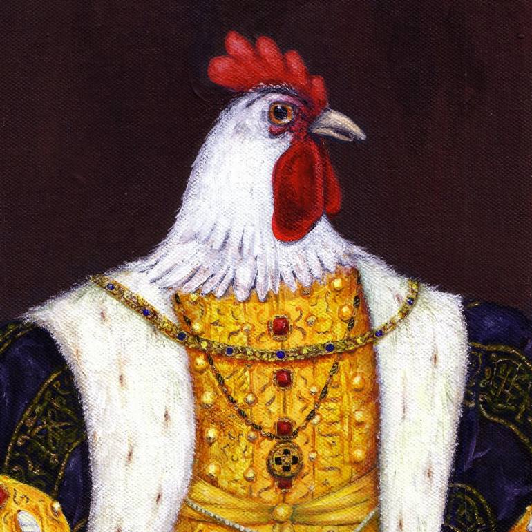 770x770 Saatchi Art Chicken King Painting By Karin Mear - Chicken Painting