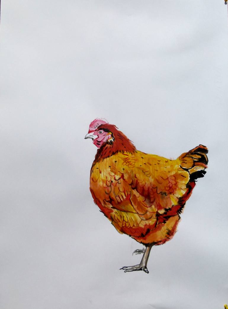 770x1044 Saatchi Art Chicken Painting By Soso Kumsiashvili - Chicken Painting