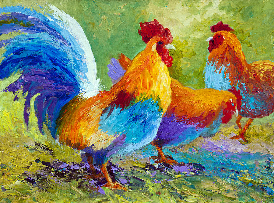 900x669 The Keeper Painting By Marion Rose - Chicken Painting