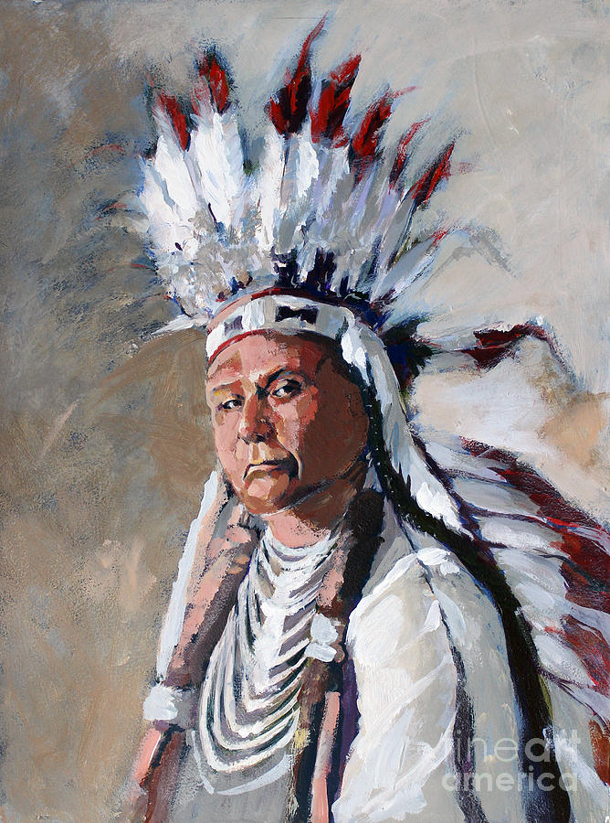 668x900 Chief Joseph Painting By Synnove Pettersen - Chief Joseph Painting