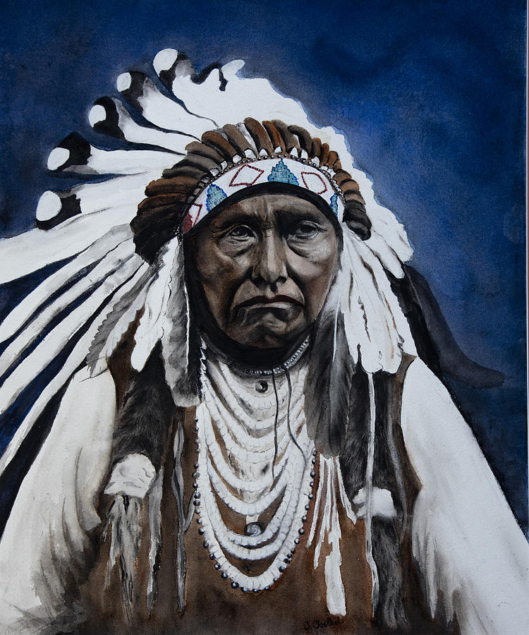 750x900 Chief Joseph Painting By Waldtraut Voelkel - Chief Joseph Painting
