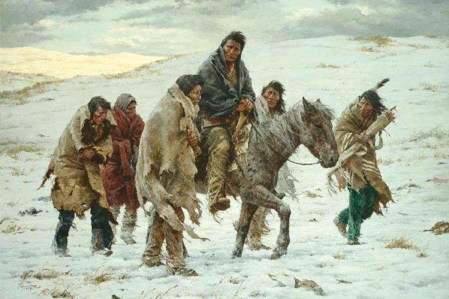 900x600 Chief Joseph Rides To Surrender Poster Silk Fabric Cloth Print - Chief Joseph Painting