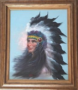 260x300 Original Oil On Canvas Painting Of Native American Indian Chief - Chief Painting
