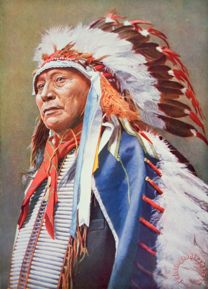 690x960 American School Chief Hollow Horn Bear Painting - Chief Painting