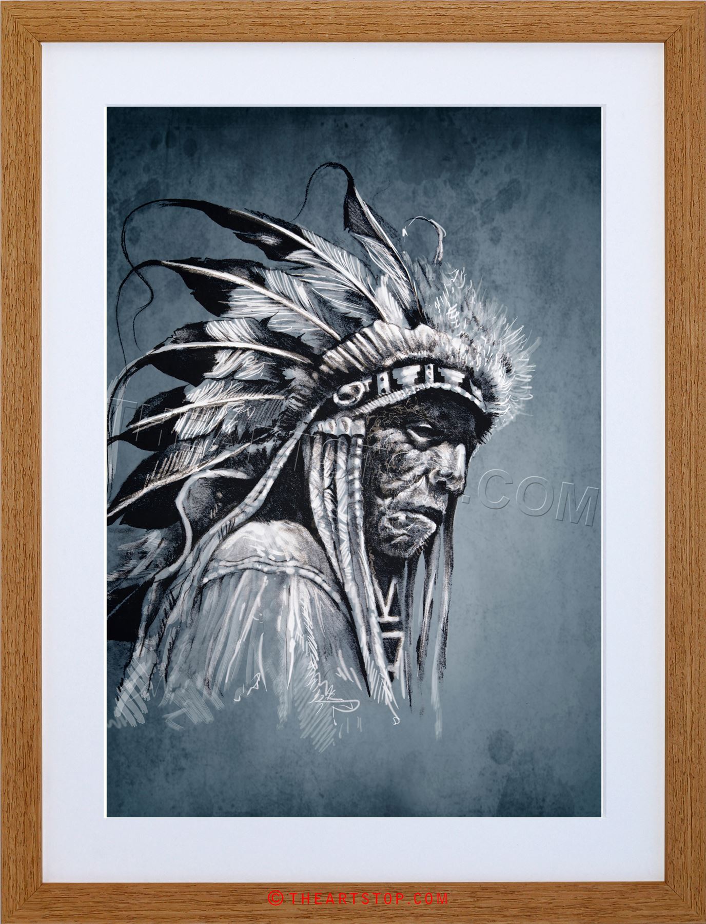 1376x1800 Painting Drawing Portrait Study Native American Chief Framed Print - Chief Painting
