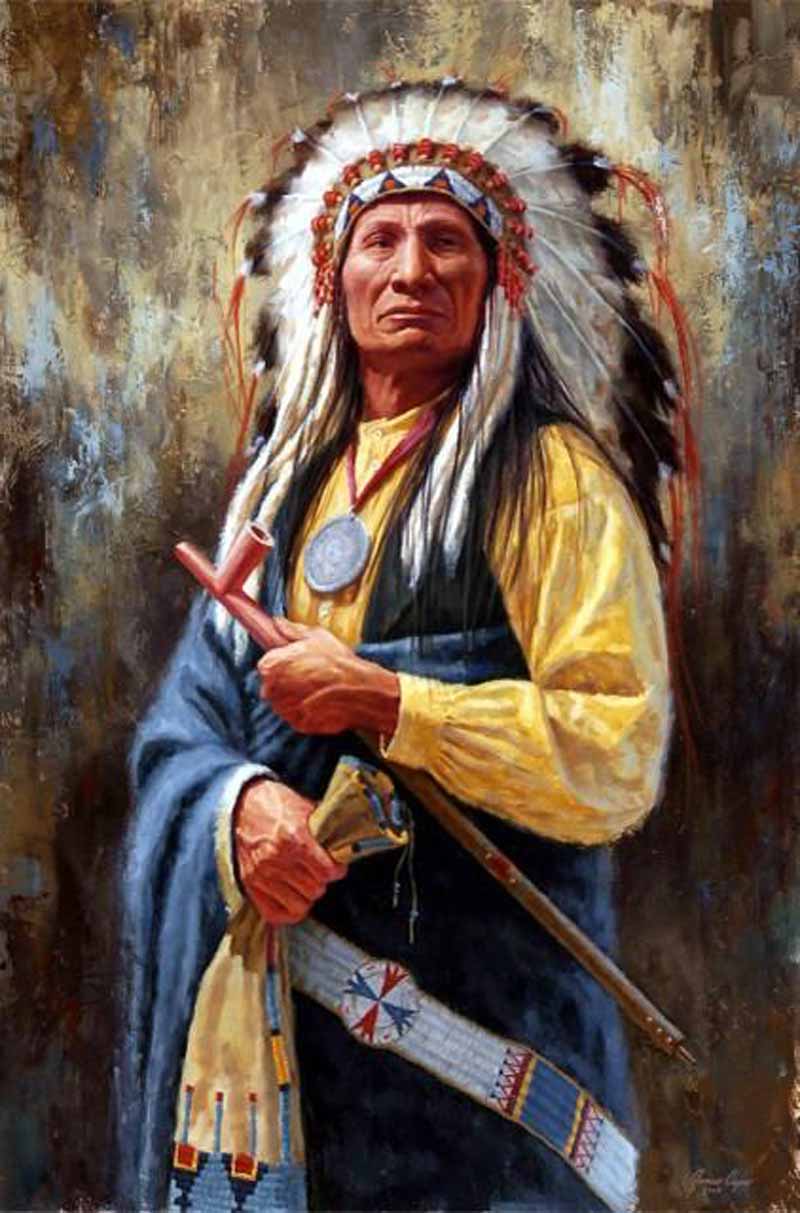 800x1213 Painting Of Chief Red Cloud Notable Inklings - Chief Painting