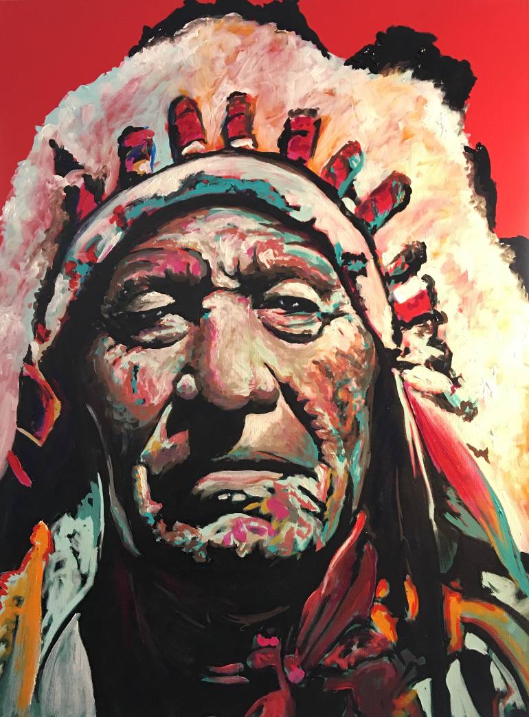 770x1044 Saatchi Art Chief Black Elk Painting By Nicholas K Clark - Chief Painting