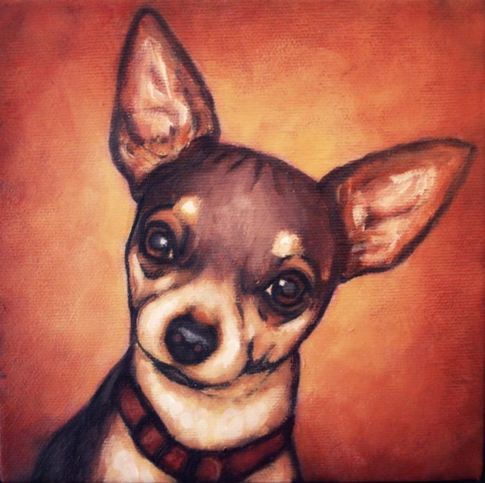700x697 Chihuahua Painting Captures This Dogs Attentiveness. Chihuahua - Chihuahua Painting