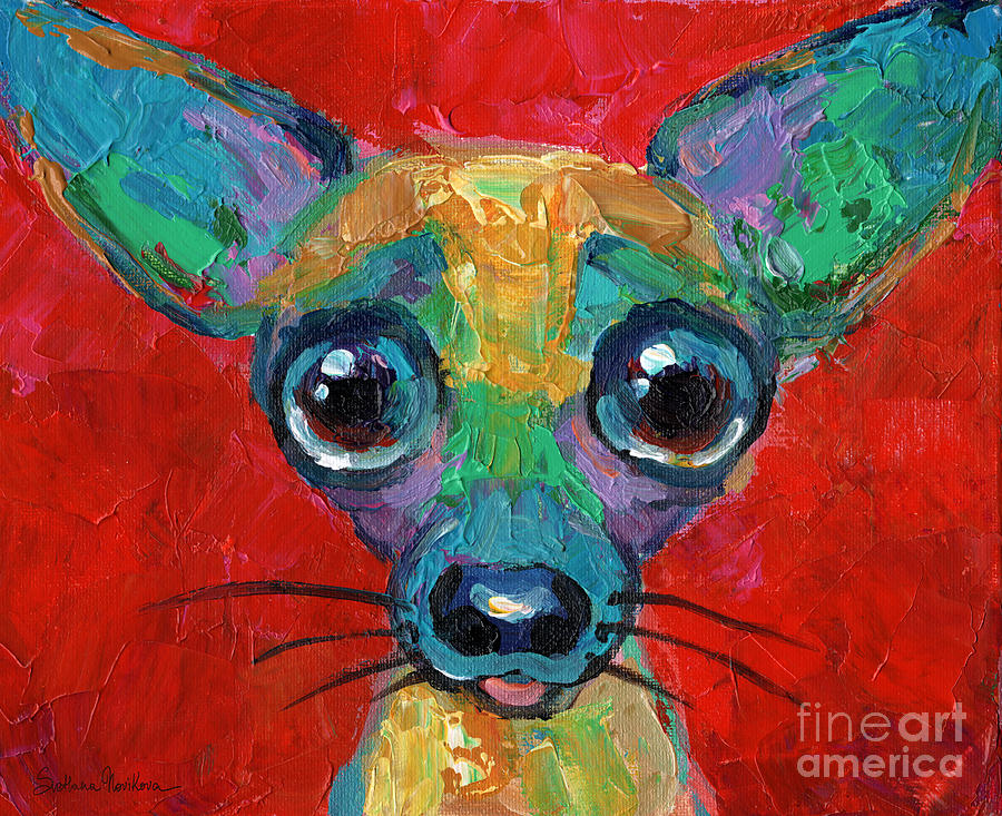 900x733 Colorful Pop Art Chihuahua Painting Painting By Svetlana Novikova - Chihuahua Painting