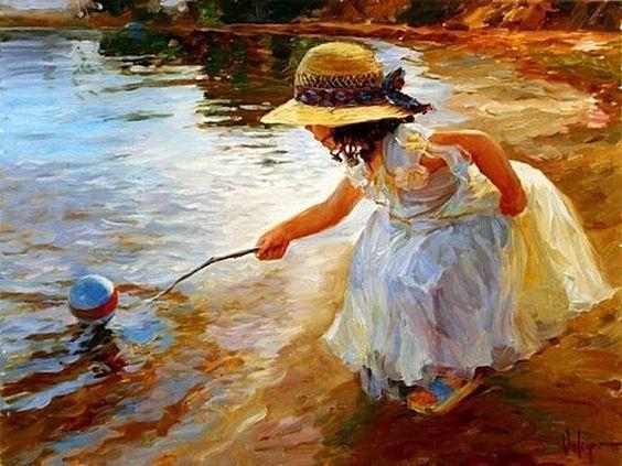 564x423 Russian Artist Painting, I Am A Child, Little Girl Oil Paintings - Child Oil Painting