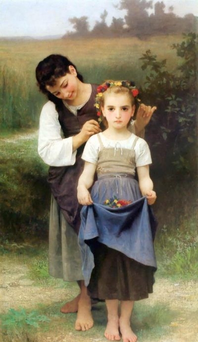 400x691 Oil Paintings On Canvas, Maternal Wisdom, V,children Painting - Child Oil Painting