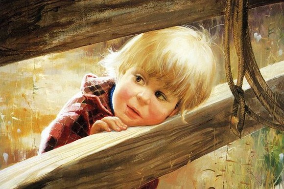 580x387 50 Awe Inspiring Oil Paintings - Child Oil Painting