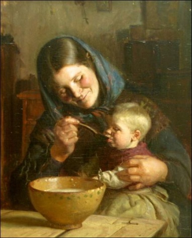 382x475 Anna Ancher Mother And Child Oil Painting Reproduction - Child Oil Painting