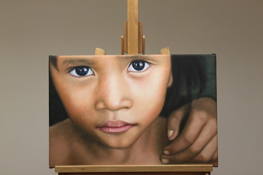 900x600 Cambodia Child Oil Painting By Oil Gallery - Child Oil Painting
