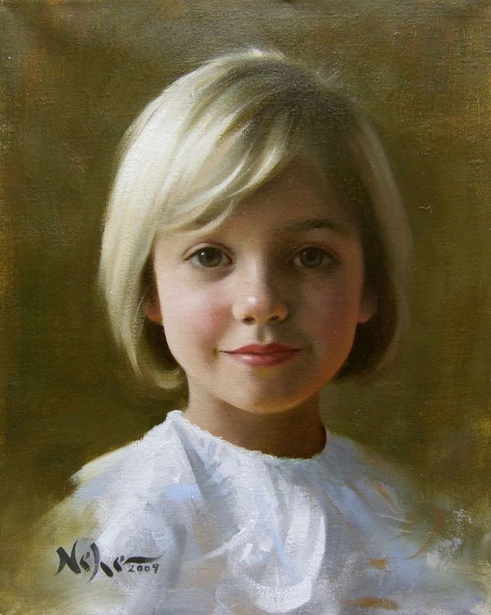 700x877 Painting By Brian Neher, Portrait Of Bee, 10 X 8, Oil On Linen - Child Portrait Painting
