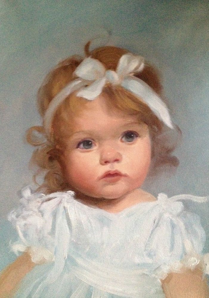 701x1000 Barnes Oil Painting Antique Vintage Style Portrait Baby Girl - Child Portrait Painting