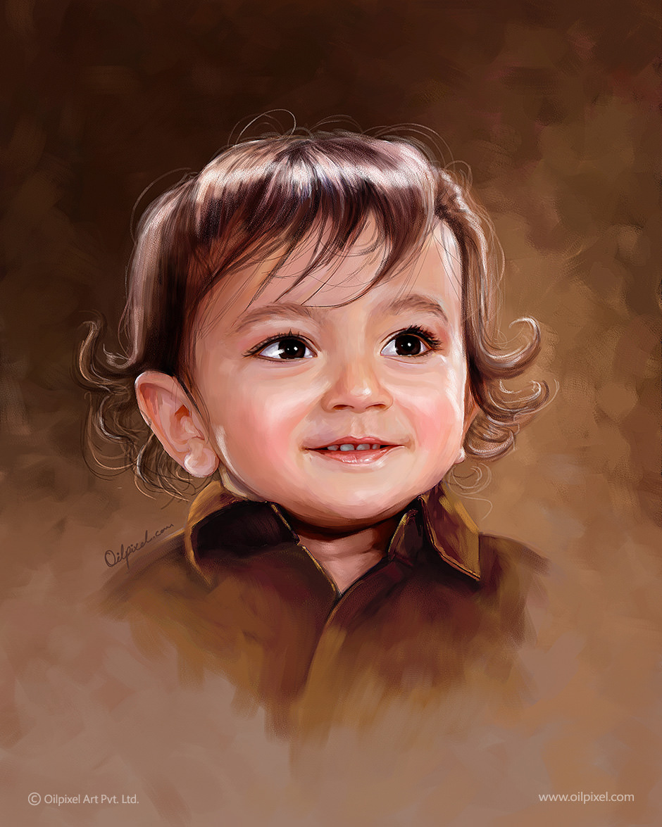 940x1175 Baby Boy Portrait Painting Digital Painting For Child - Child Portrait Painting