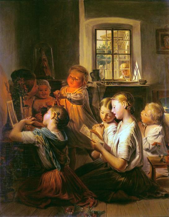 545x700 Children Singing And Praying, 1858 Ferdinand - Child Praying Painting