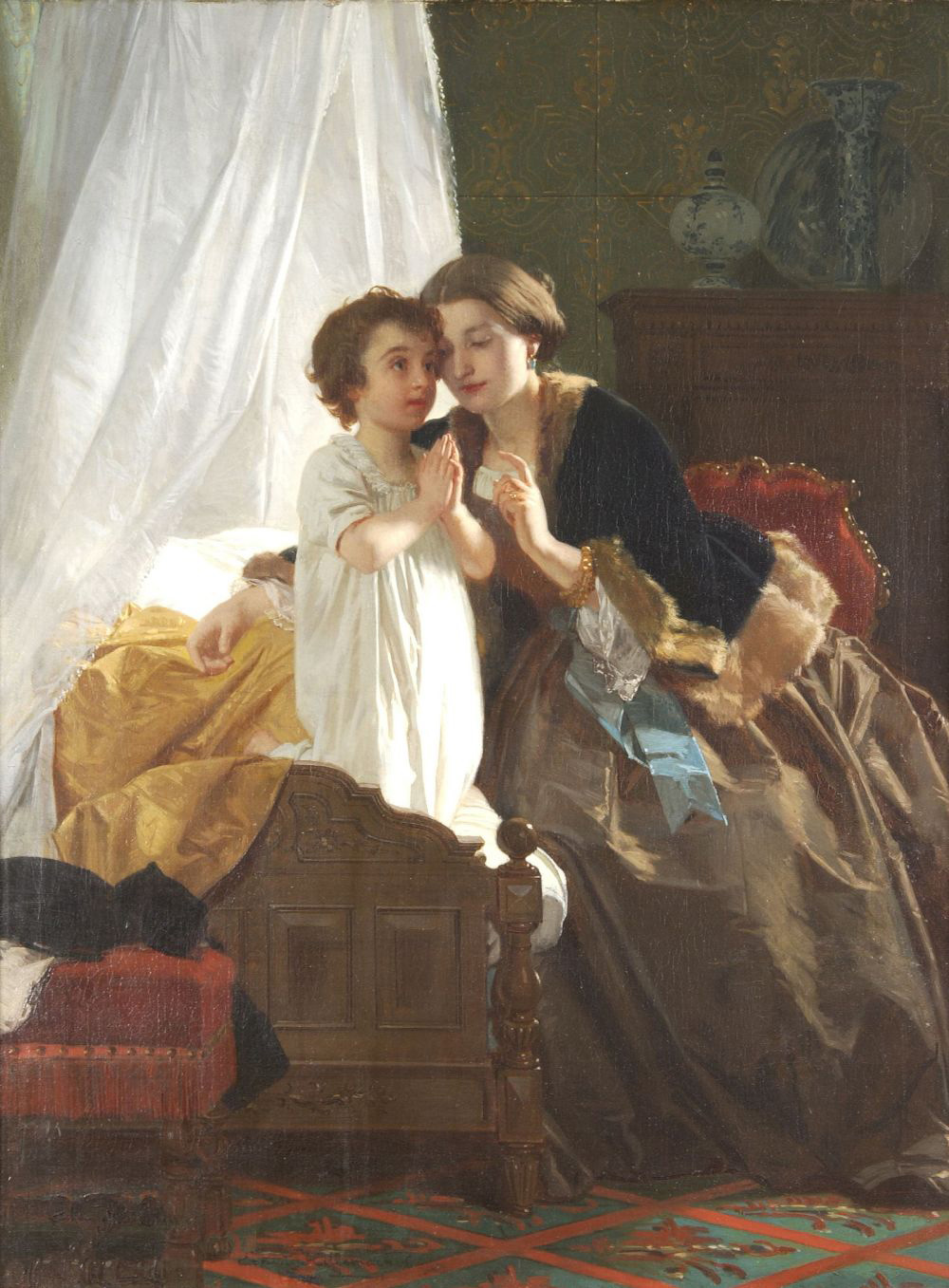 1000x1357 Evening Prayers Eugene Ernest Hillemacher - Child Praying Painting