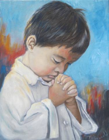 375x482 Saatchi Art Praying Child Painting By Patricia Donald - Child Praying Painting