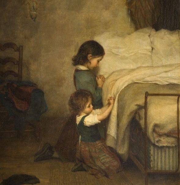 589x607 5 Great Prayers For Children To Say Before Going To Bed - Child Praying Painting