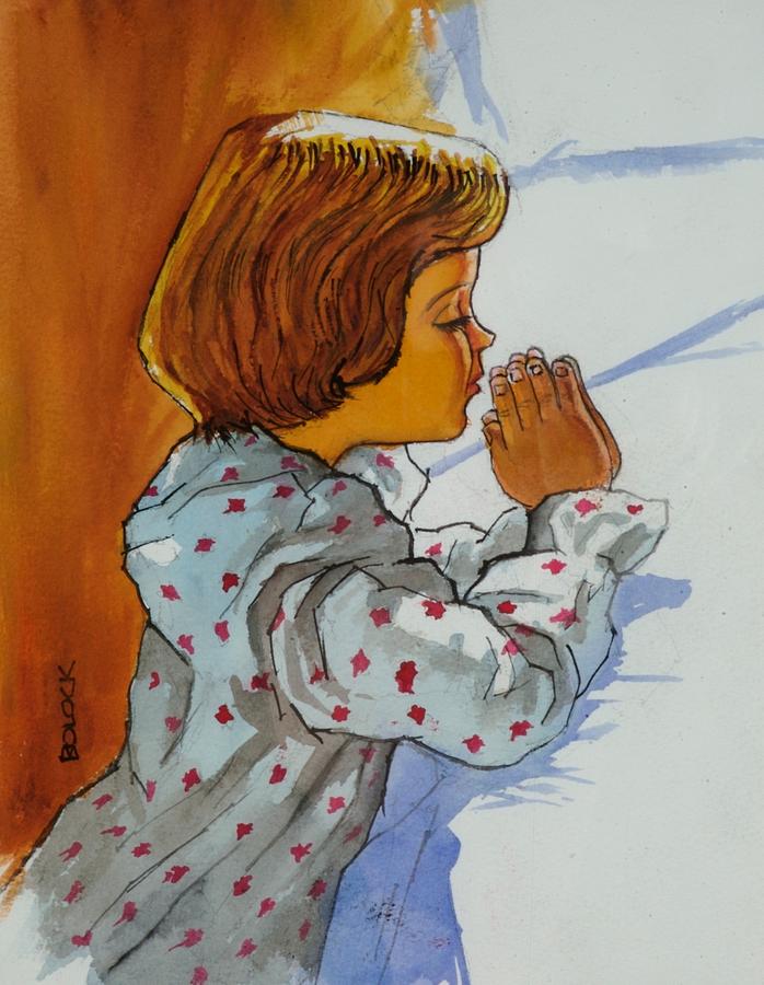 698x900 Bedtime Prayer Painting By Frank Bolock - Child Praying Painting