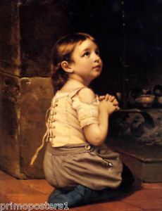 230x300 Christmas Clogs Girl Child Pray Praying Painting By Aussaudon - Child Praying Painting