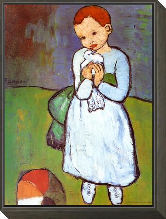 341x450 Child With A Dove, C.1901 Framed Print Mount By Pablo Picasso - Child With A Dove Painting
