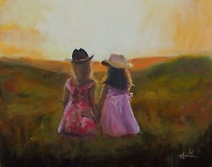 300x236 Friendship Childhood Original Oil Painting On Board, 8x10, J - Childhood Painting
