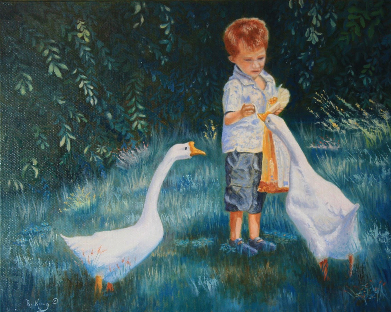 1350x1076 The Creation Of An Planned Oil Painting Childhood Memories - Childhood Painting
