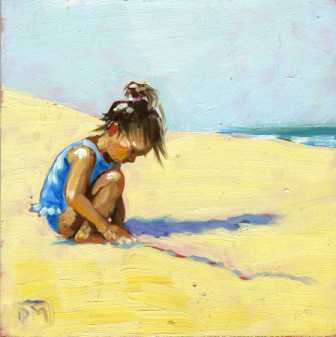 336x337 A Line In The Sand, Debbie Miller, Children Playing - Children Playing On The Beach Painting