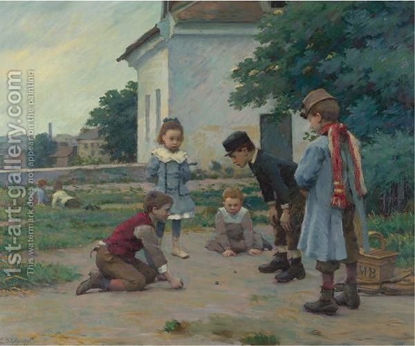 600x500 Children Playing With Marbles Two Works Claude Emile Schuffenecker - Children Playing Painting