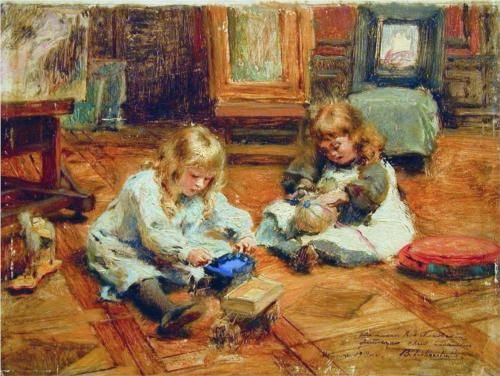 500x376 Children Playing In The Workshop - Children Playing Painting