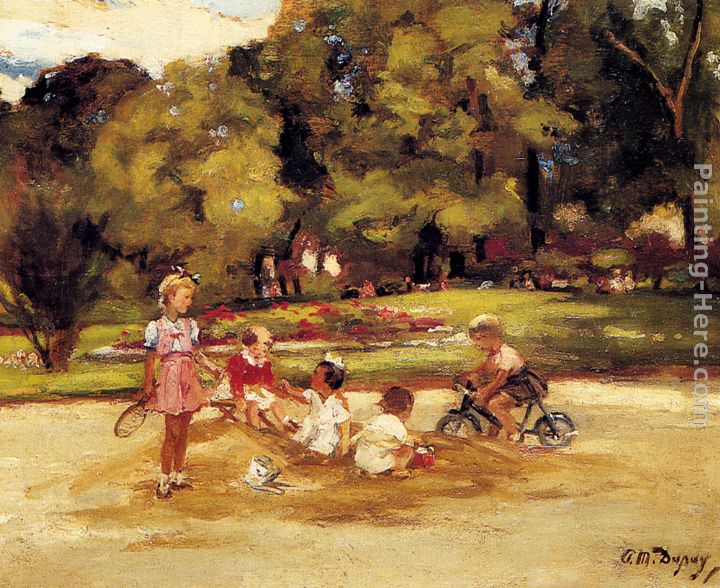 720x588 Paul Michel Dupuy Children Playing In A Park Painting Anysize 50 - Children Playing Painting