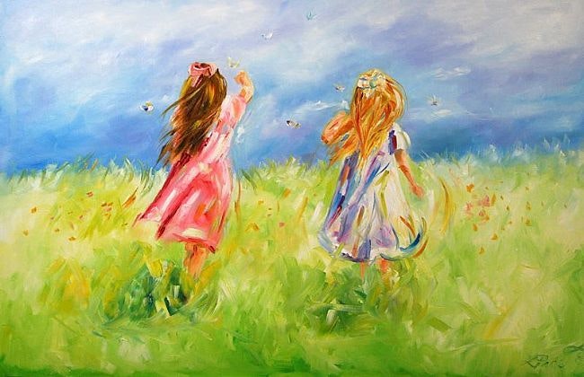 650x420 Sweet Crazy Conversations Sisters Children Playing Painting - Children Playing Painting