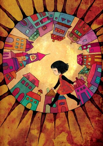 420x593 Colorful Illustrations For Children's Day. Folk Art Colorful - Childrens Day Painting