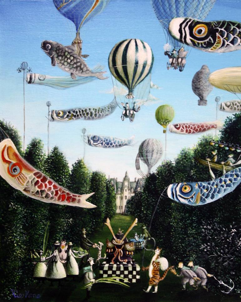 770x963 Saatchi Art Kabutoampkoinobori For Children's Day. Painting By Rie Kono - Childrens Day Painting