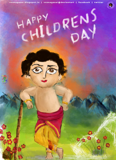 400x554 Childrens Day Painting By Vnsnagasai - Childrens Day Painting