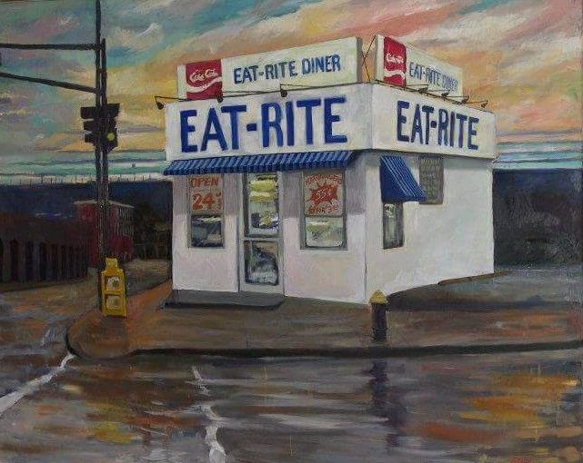 641x510 Eat Rite Diner Painting By Bixby Childress My Art - Childress Painting