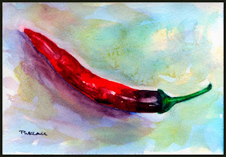 320x223 Watercolor Daily Painting Passion Watercolor Painting - Chili Painting