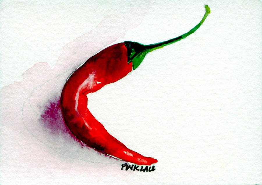 900x635 Chili Pepper Red 004 Painting By Peter Lau - Chili Painting