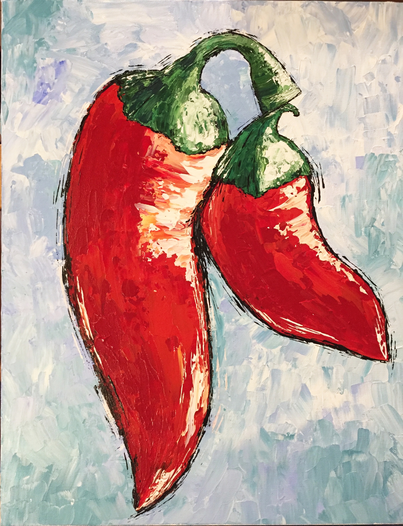1600x2089 Original Louisiana Tabasco Pepper Knife Painting 16x20 Lou And Elle - Chili Pepper Painting